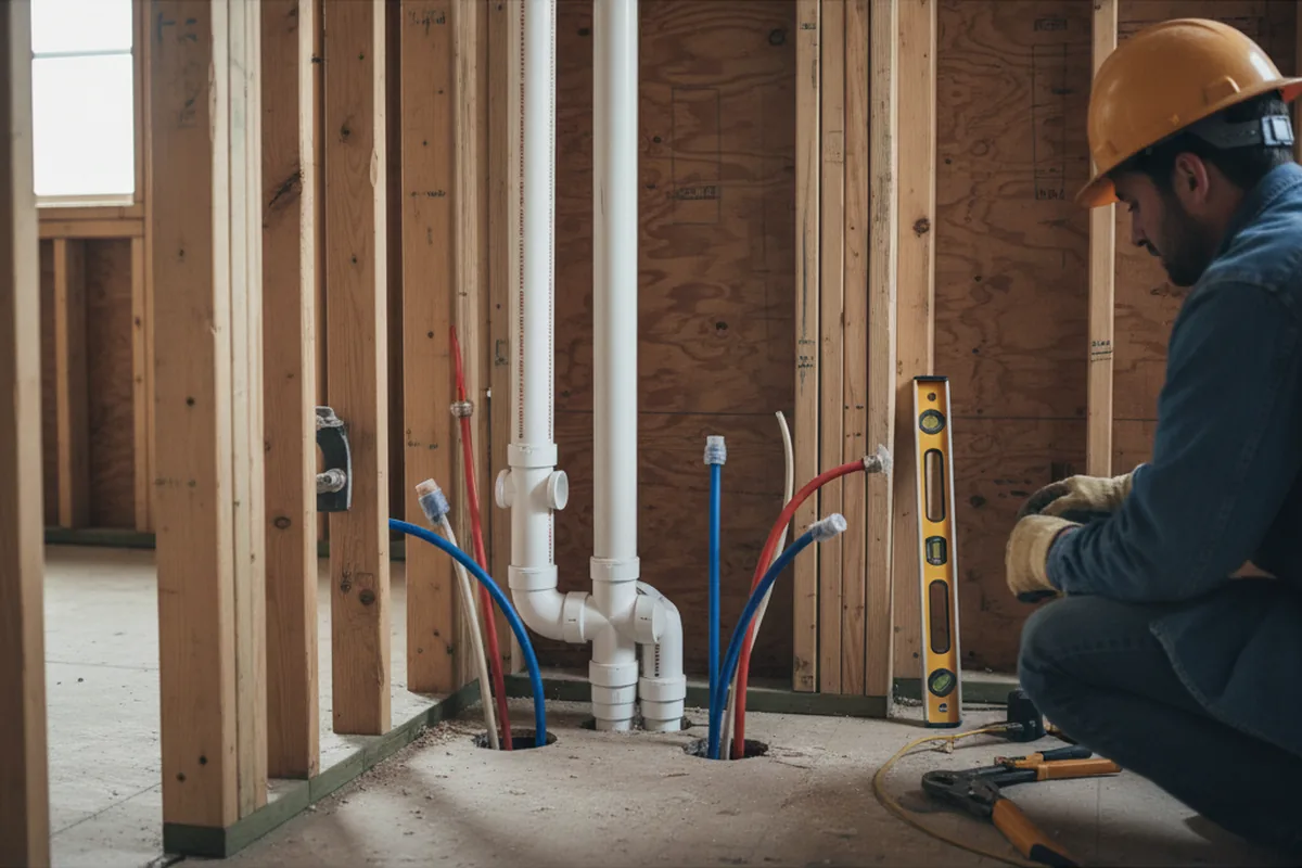 Drain and supply rough-in during Sump Pump Repair in Gretna